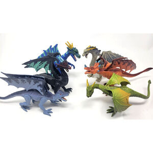 Vintage Kid Galaxy Posable Dragons Set of 6 - Fantasy Action Figure Lot